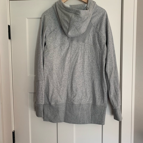 Grey zip long athletic hoodie L - Picture 3 of 4